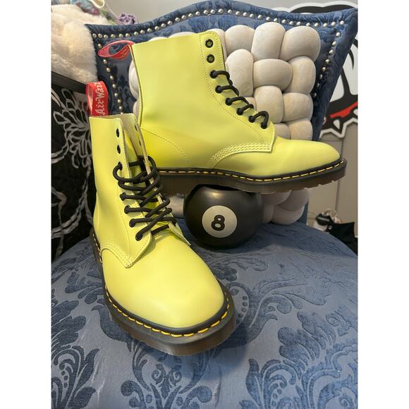 Dr Martens Neon Yellow Boots size 8 Made in England NWOT - Picture 1 of 5